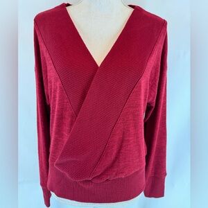 NY & C New York & Company Women Long Sleeve Sweater Blouse Red Top Size Medium